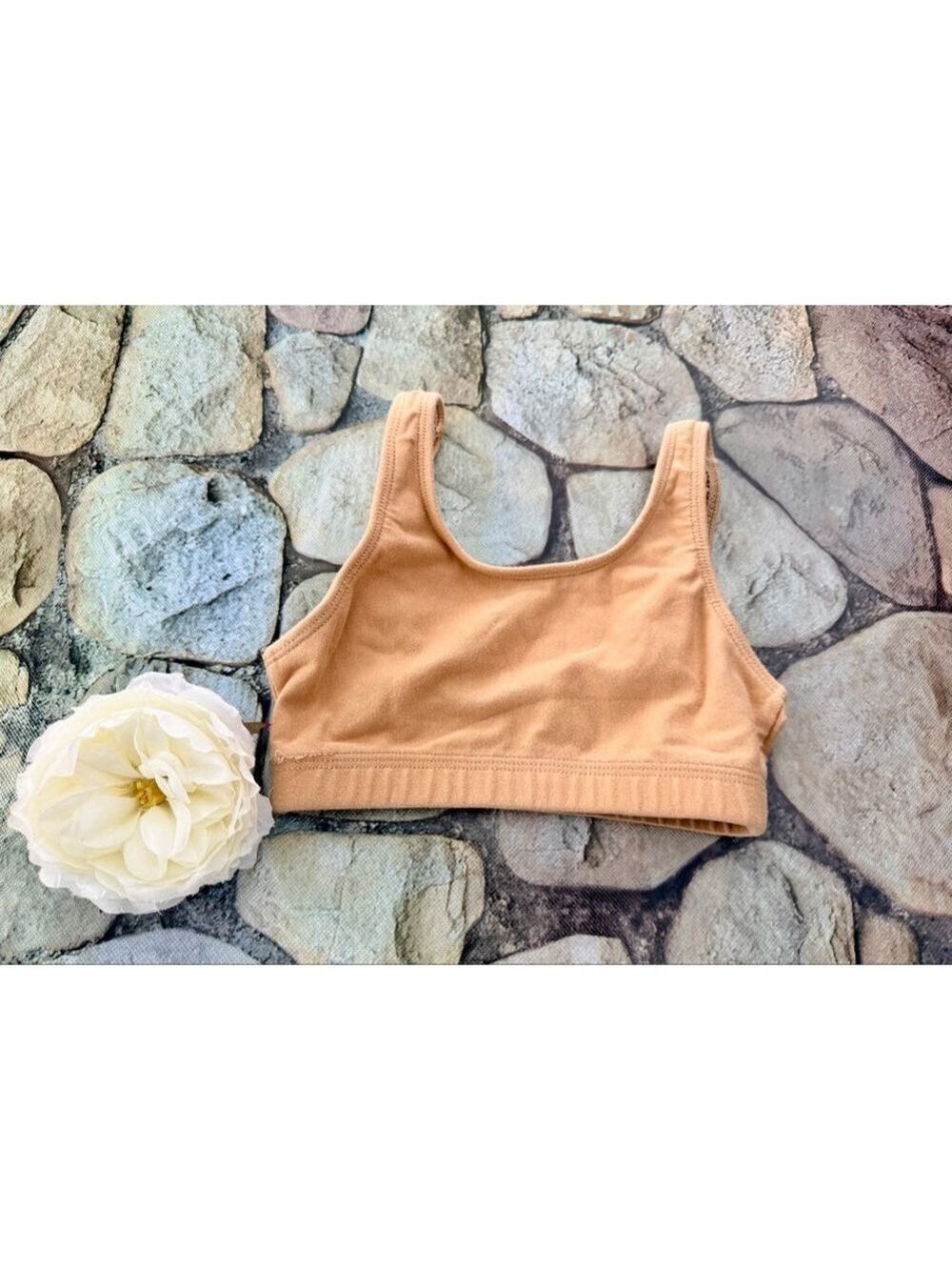 GK BEIGE SCOOP BACK SPORTS BRA-CHILD LARGE